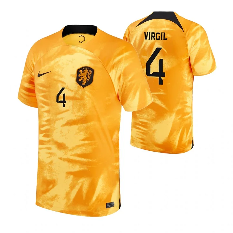 Netherlands Virgil van Dijk 4 Home Shirt Kit World Cup 2022