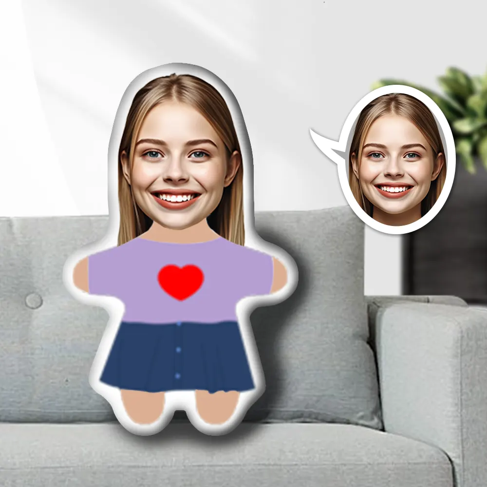 Custom Photo Face Pillow Woman Love Heart Face Pillow, Face Picture ...