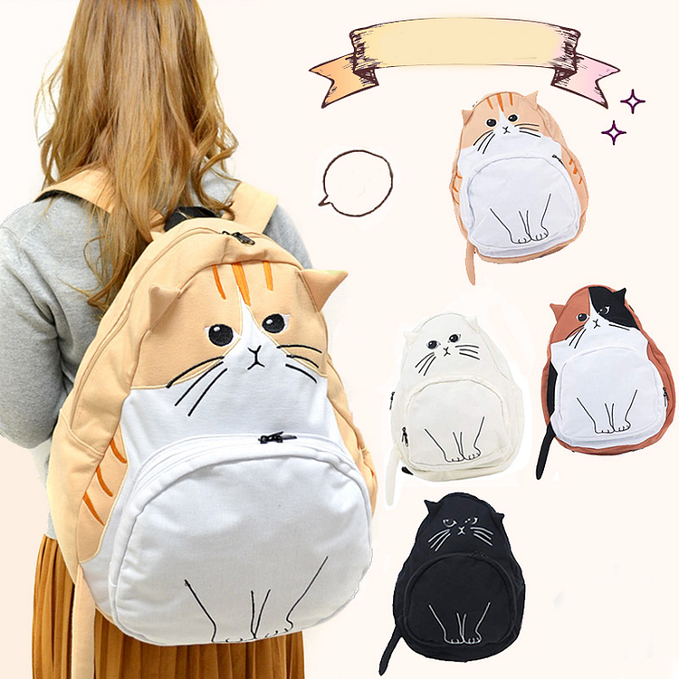 4 Colors Cute Kawaii Cat Canvas Backpack SP166888