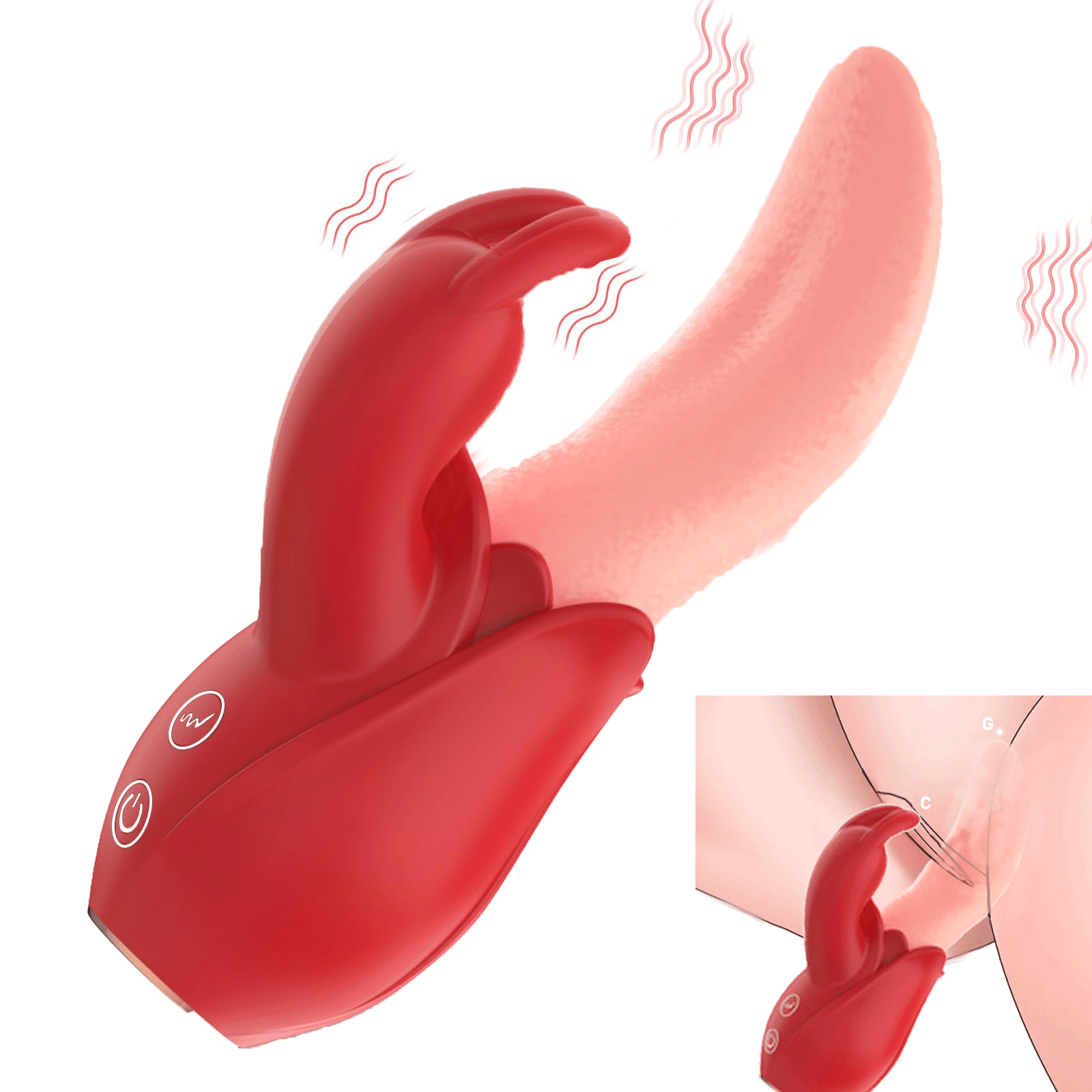 Bunnyjump - Tongue Vibrator Rabbit Ear Dual Vibes G Spot Clit Pleasure By Rose Toy