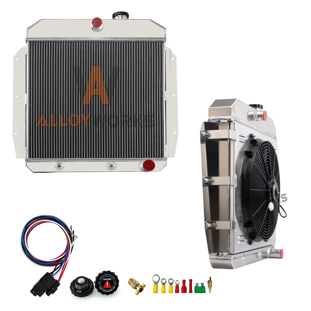 Alloyworks 3 Row Radiator Shroud Fan Fits 1955-1959 Chevy Truck 3500 GMC 100 150 Pickup 26 1/6"H x 27"W
