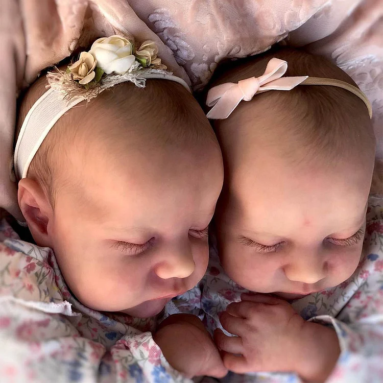  20" Reborn Sleeping Newborn Twins Sister Soft Silicone Baby Dolls Named Wenrt and Ubin Girls - Reborndollsshop®-Reborndollsshop®