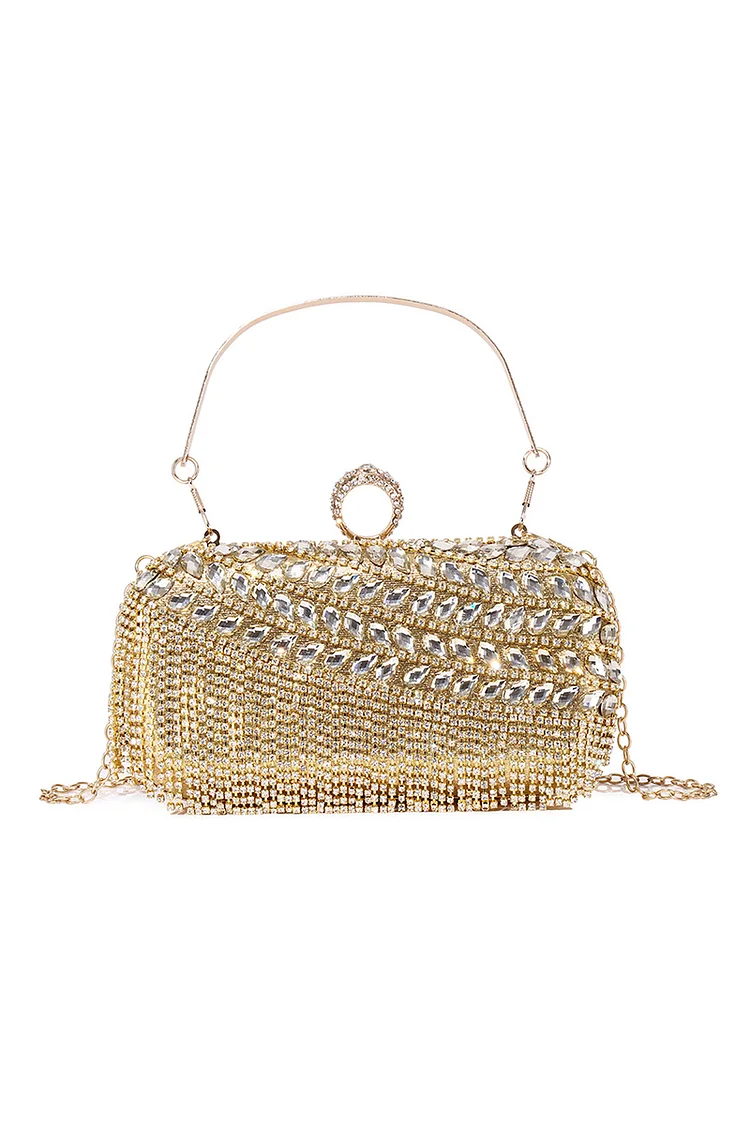 1920s Gold Party Rhinestone Fringe Clutch Bags