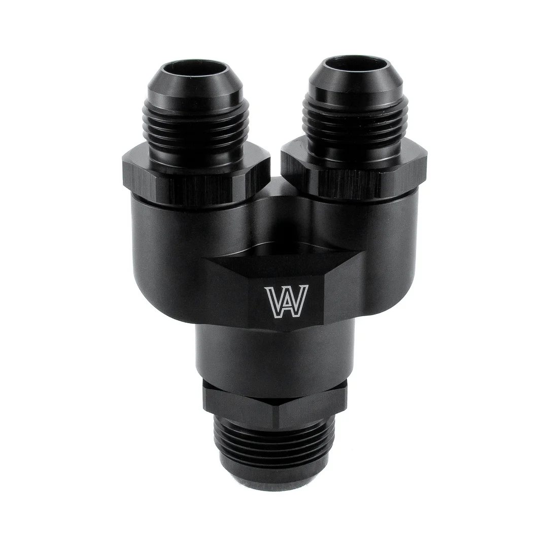 Alloyworks Black 16AN to 2x 12AN 1/4NPT Parallel Y Distribution Block Custom
