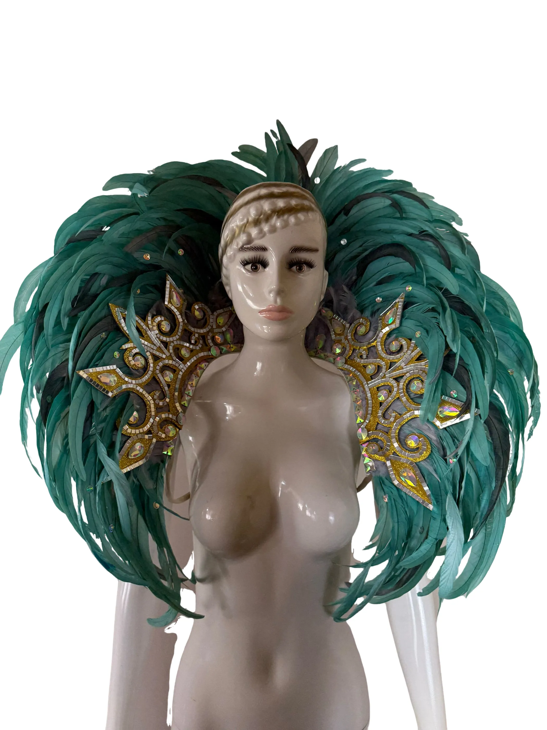 VCSHOES Feather headdress samba costume carnival halloween party bar performance hat makeup dance wings parade