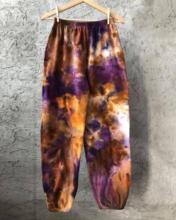 letter printed mixed color print pants p582034