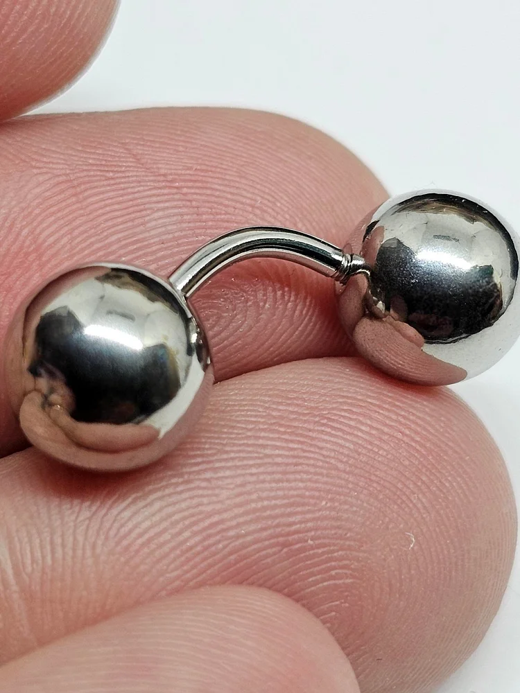 pornhint Pornhint Curved Bar Barbell 26mm Banana Bar Piercing 10mm Balls 14 Gauge 1.6mm Bar Thickness Inverse Lobe Septum Earring Prince Albert PA Steel (dr3) huge anal beads