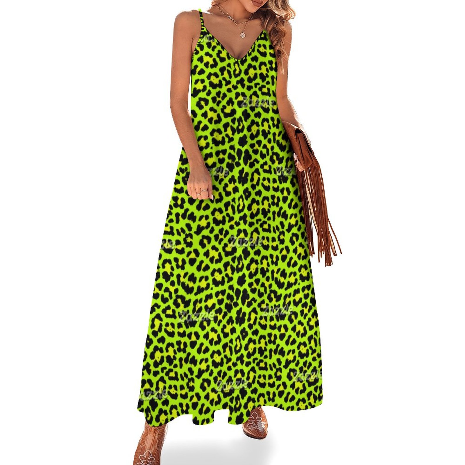 sachin and babi light blue dress Striking Lime Green Punk Rock Leopard Women's Casual Strappy V Neck Sleeveless Flowy Loose Long Maxi Beach Dress Sundress Green-4XL