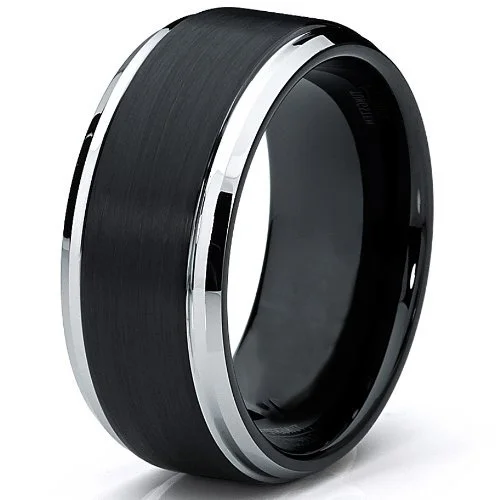 Women's Or Men's Tungsten Carbide Wedding Band Rings,Silver And Black Tungsten Carbide Ring,Side Stripes High Polish Comfort Fit With Mens And Womens For Width 4MM 6MM 8MM 10MM