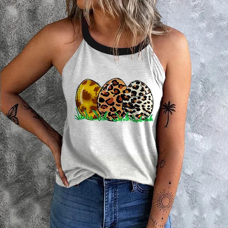 Easter Egg-Print Off-The-Shoulder Tank Top
