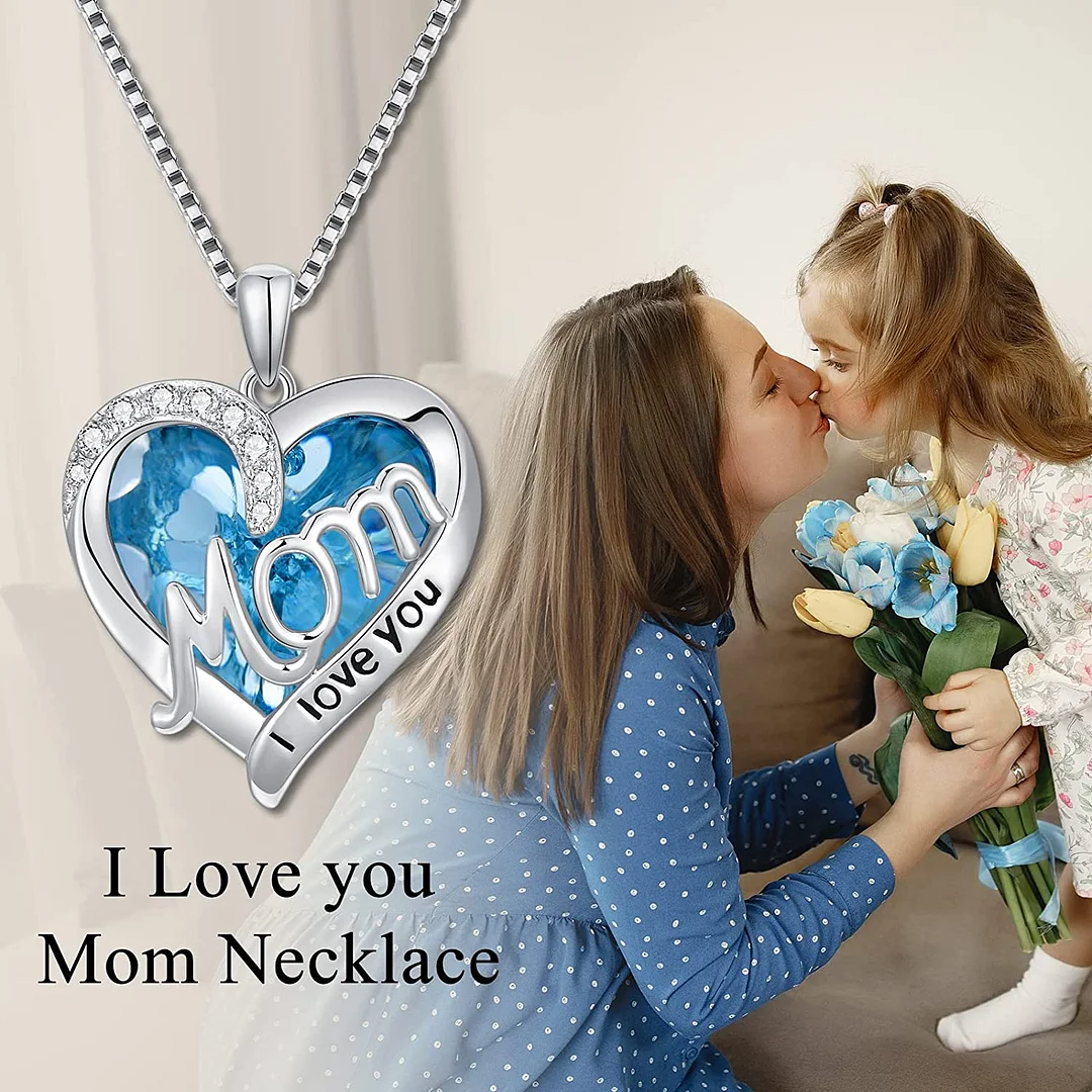 I Love You Forever Heart Mom Pendant Necklace Mothers Day Jewelry Gifts