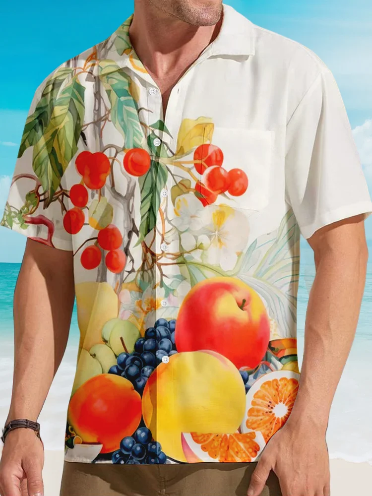 Men's Fruit Plant Vacations Art Print Casual Shirt