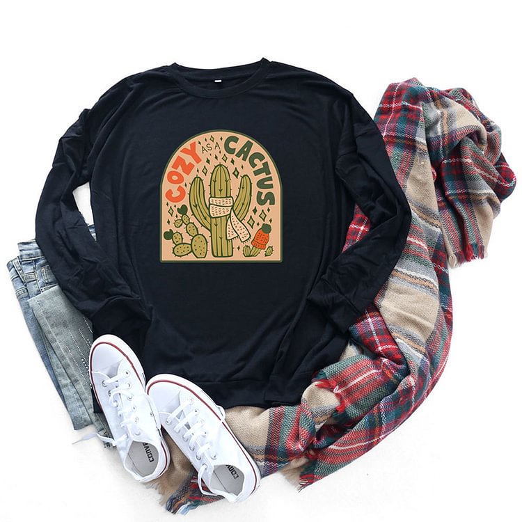 Fashion Cactus Print Long Sleeve T-Shirt