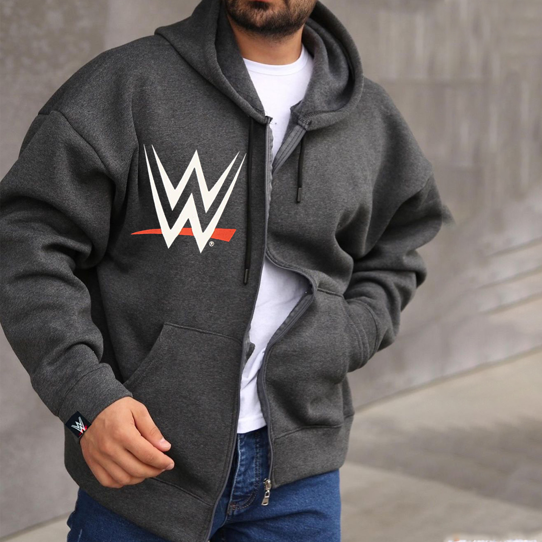 Unisex Oversized WWE Plain Fitness Hoodie Jacket