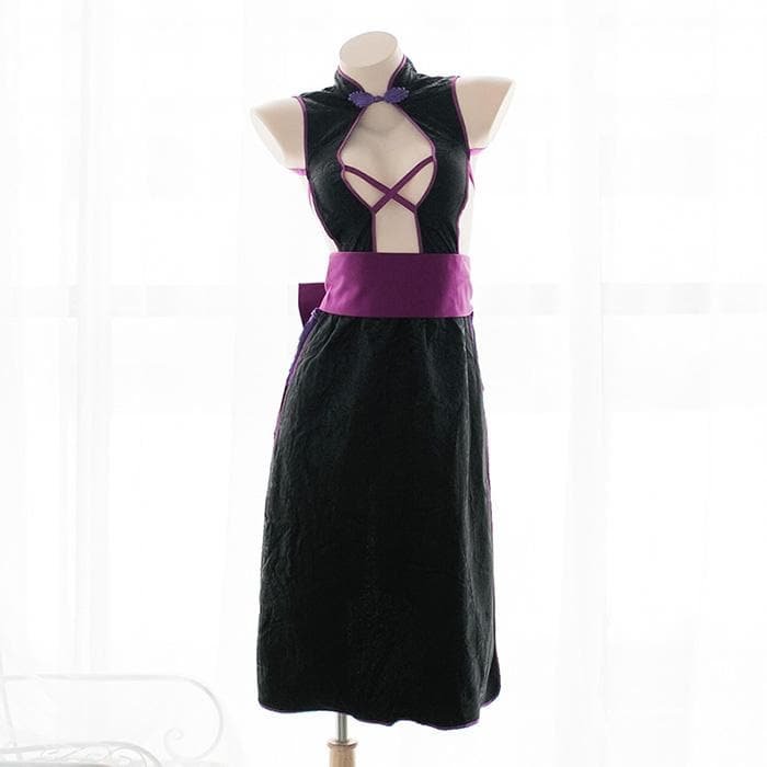 Black/White Sweet Star Bow Cheongsam Dress S12689