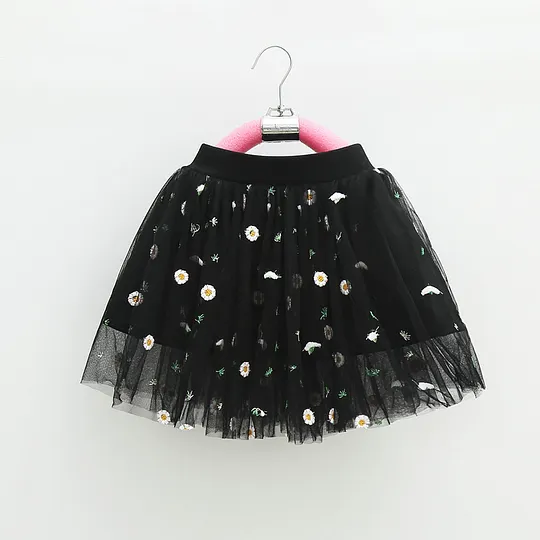 【18M-7Y】Girls' Daisy Embroidered Tulle Skirt