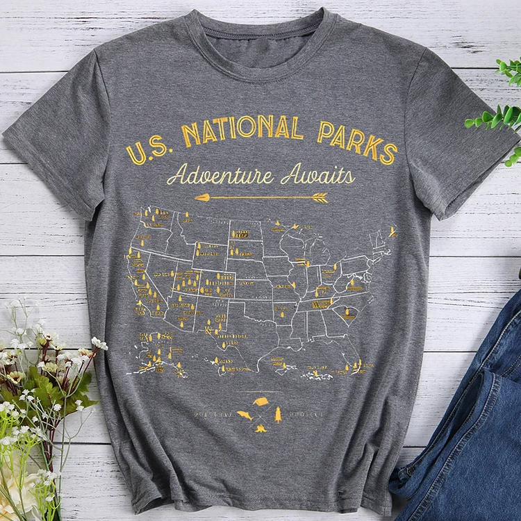 US. National Parks Adventure Awaits Hiking T-shirts