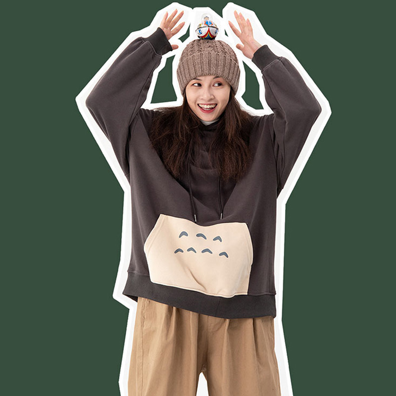 Casual Kitty Ears Hooded Pocket Oversized Sweatshirt