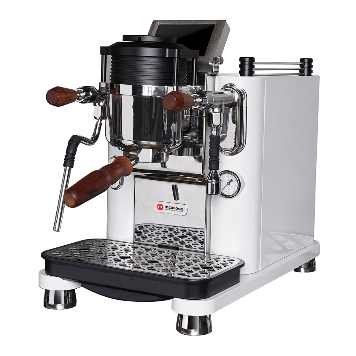 Mcilpoog TC530 Espresso Machine with Grinder，Semi Automatic Coffee Machine  with Milk Frother,Easy To Use Espresso Coffee Maker with 6 inch Large  Screen,15 Bar Pressure Pump,PID Temperature Control