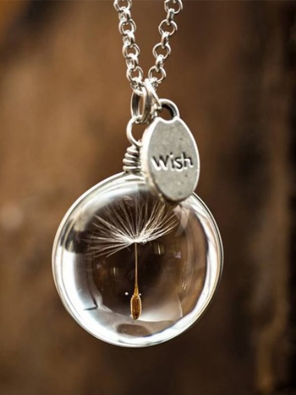 Comstylish Vintage Dandelion Crystal Necklace