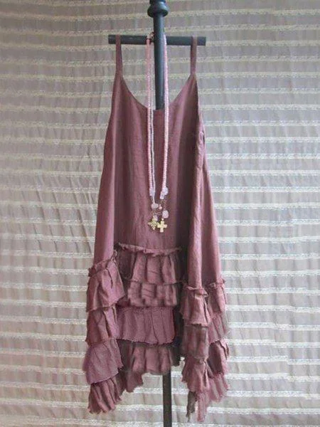 Holiday Casual Sleeveless Round Neck Plus Size Dress