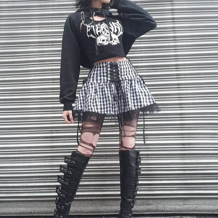 Gothic Harajuku School Dropout Plaid Skirt