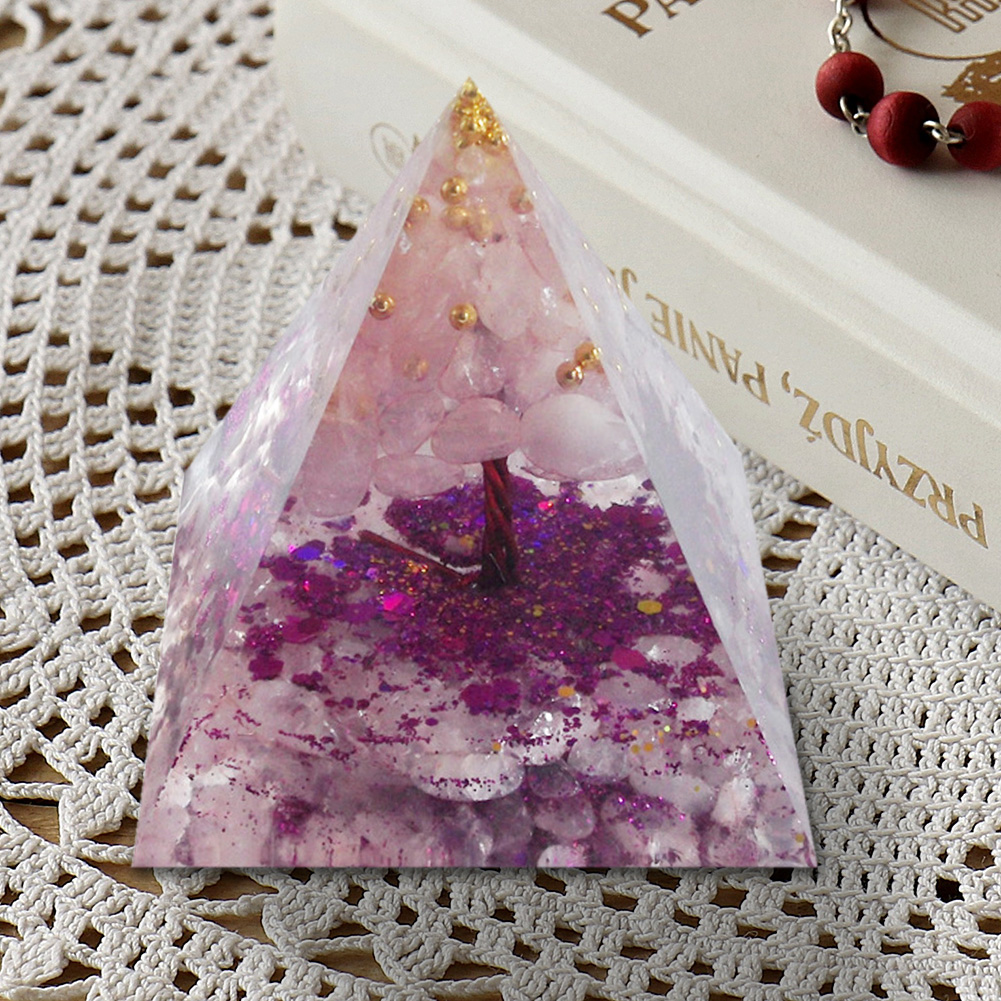 Natural Crystal Power Tower Orgonite Pyramid