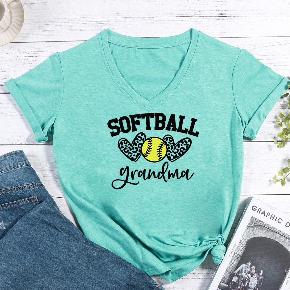 Softball Grandma V-neck T Shirt-Guru-buzz