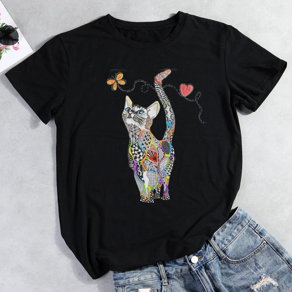 Butterfly Cat T-shirt Tee -01327-Guru-buzz