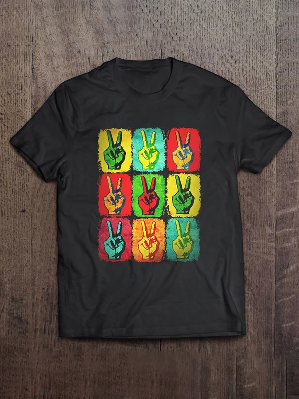 Men's Juneteenth Multicolor V Sign Hand Printed T-Shirt