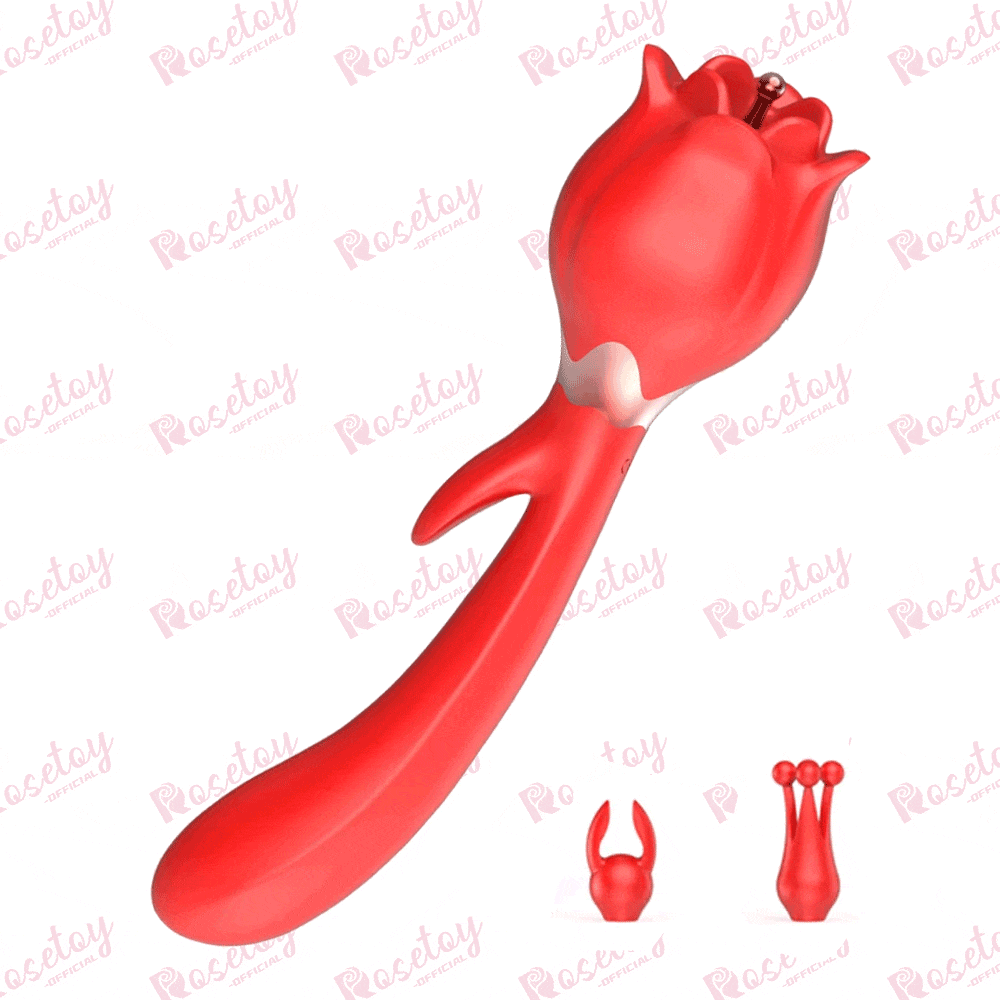 Rose Toy Vibrator G-spot Clitoris Stimulator with Attachments - Rose Toy