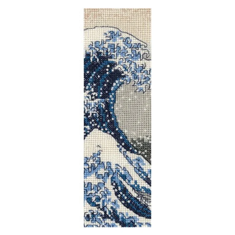 14CT Wave Counted Bookmark Cross Stitch Set Double Side Embroidery Tassel gbfke