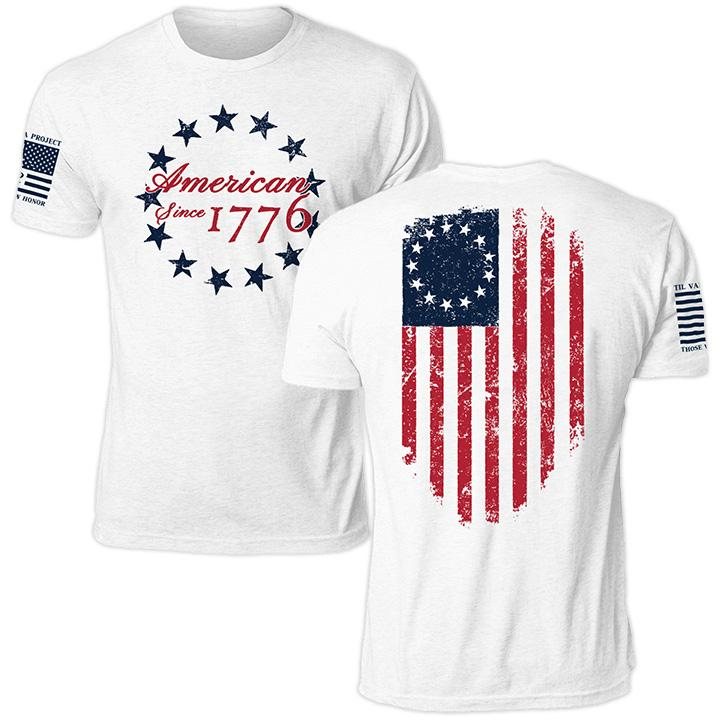 BrosWear VintageAmerican Flag BETSY ROSS Print Short Sleeve T-Shirt