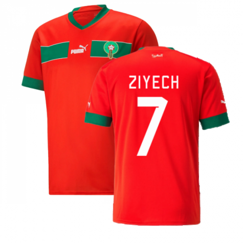 Morocco Hakim Ziyech 7 Home Shirt Kit Kids & Junior Minkit World Cup 2022