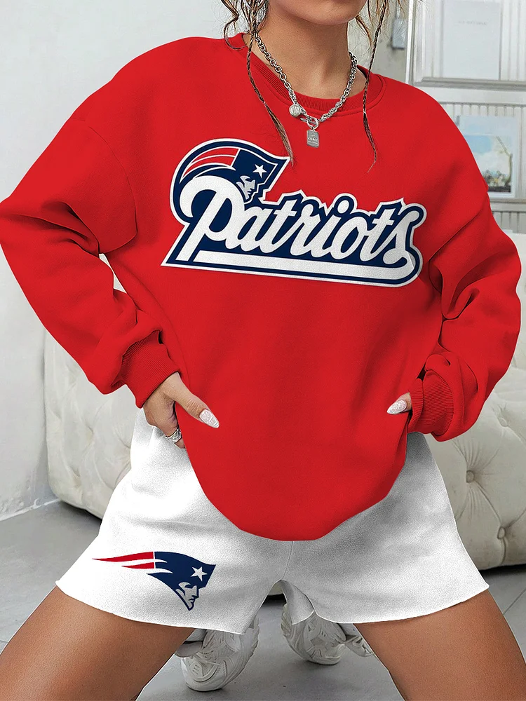 Patriots Print Football Sweatshirt & Shorts Set
