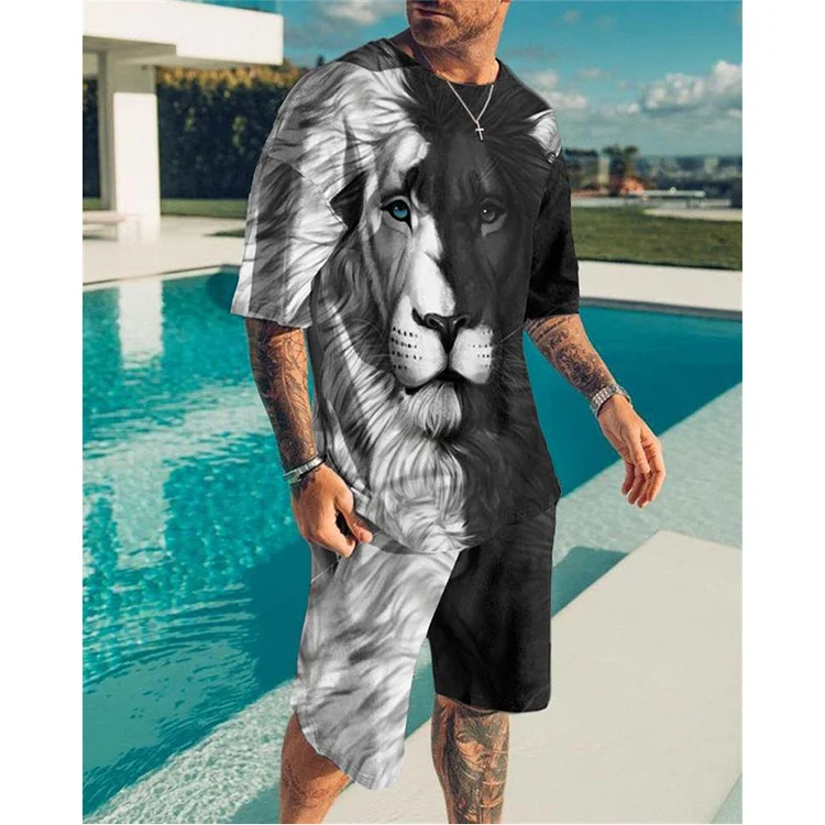Men's Clothing Fashionable 3D printed maple pattern men's short-sleeved suit large size T-shirt men's cross-border e-commerce hot sale AliExpress_ ecoleips_old