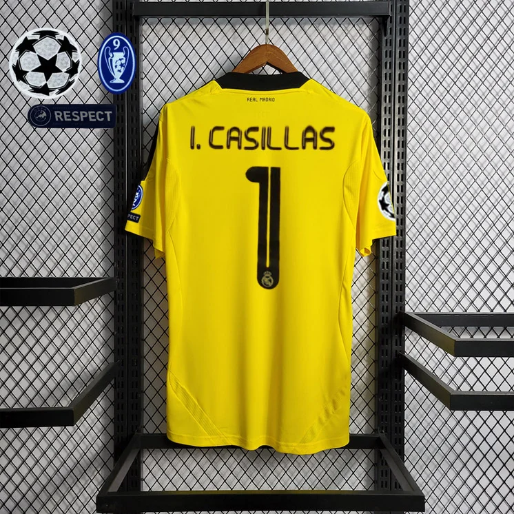 Retro 2011-12 Real Madrid Yellow Goalkeeper  I. Casillas #1 Football jersey retro