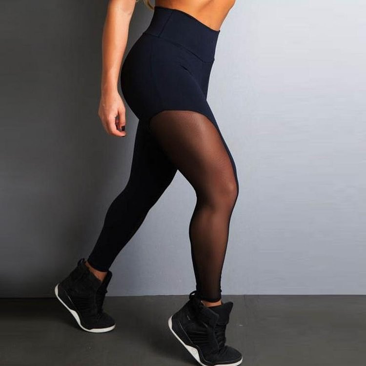 Contrast Mesh Breathable High Waist Leggings - Shop Trendy Women's Clothing | LoverChic