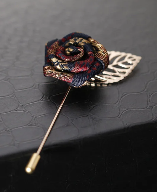 Fashion Rose Diamond Metal Chain Plating Blazer Brooch Pin 