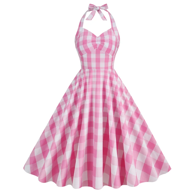 Barbie Pink Check High Waist Tunic Dress