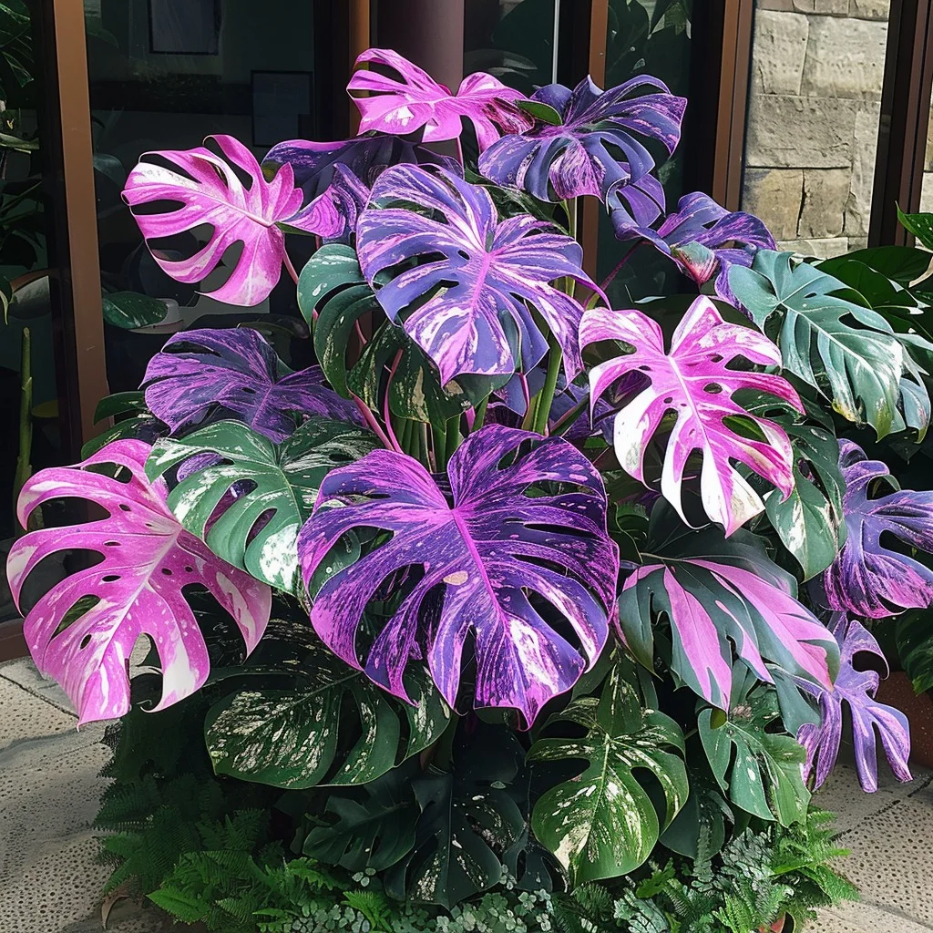 🌿Fascinating giant caladium🌈 - Bright Purple and White