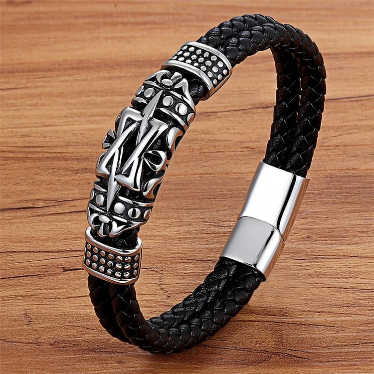YOY-Punk Style Ancient Architecture Totem Leather Bracelet