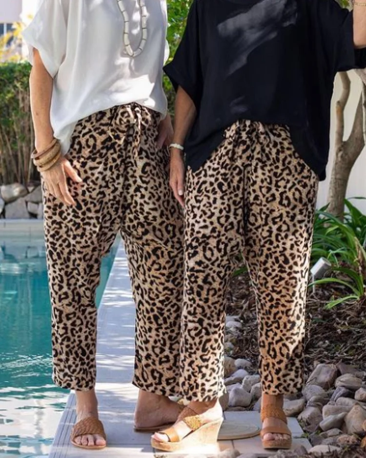 Lace-up Leopard Print Pants VangoghDress