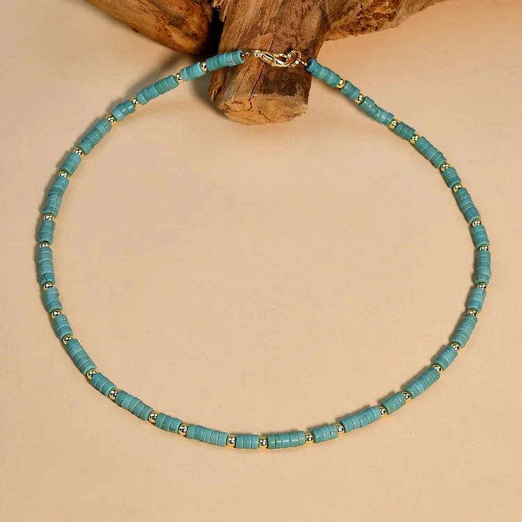 Turquoise Beaded Chain Necklace