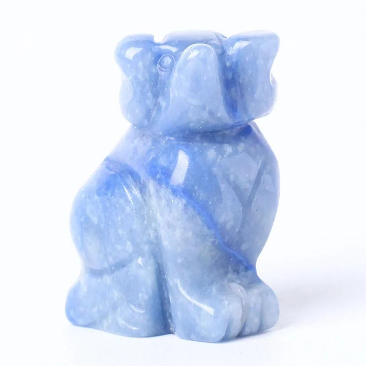 Blue Aventurine Dog Figurine Crystal Carving Animal Bulk