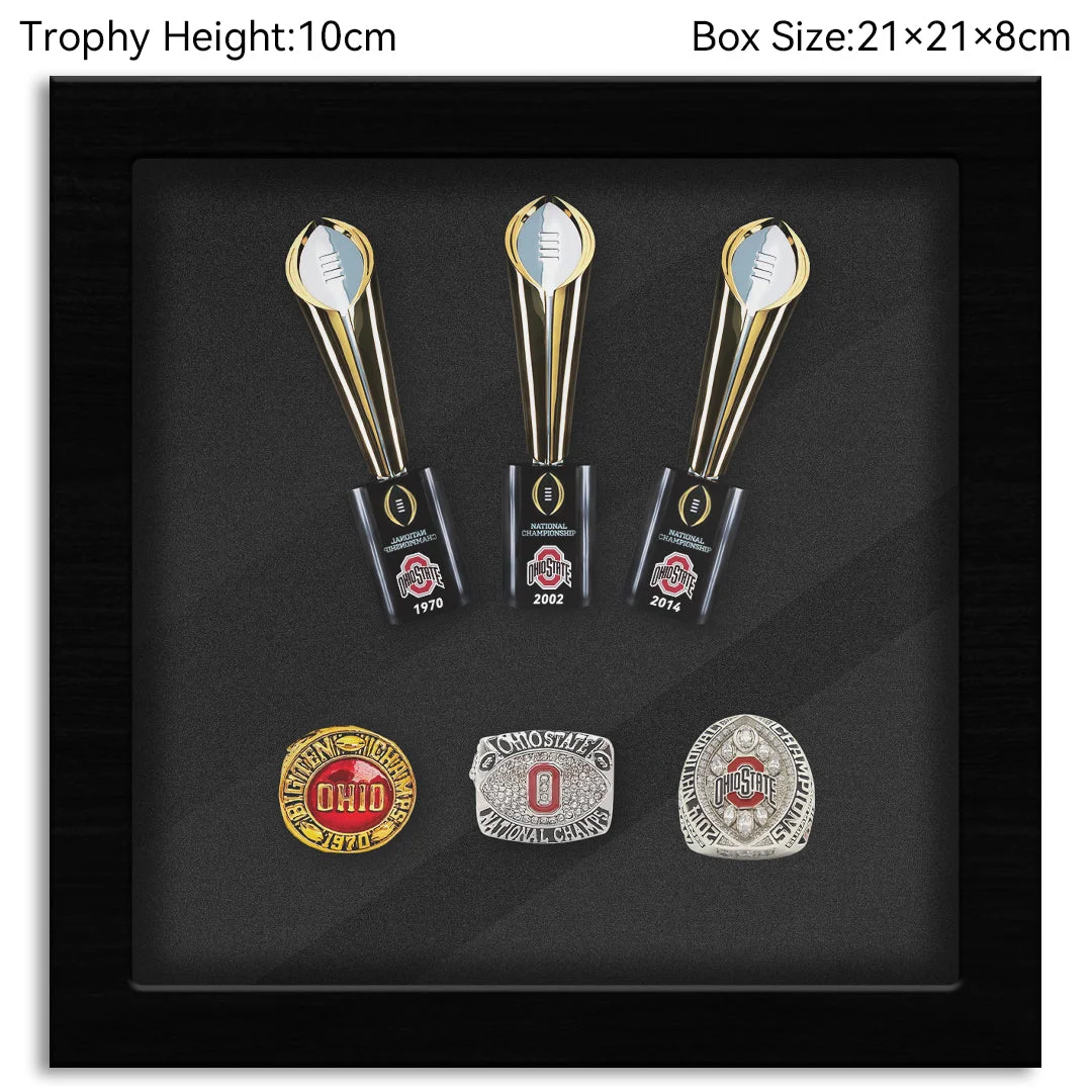 Ohio State Buckeyes College CFP National Championship NCAA Trophy&Ring Box 3+3