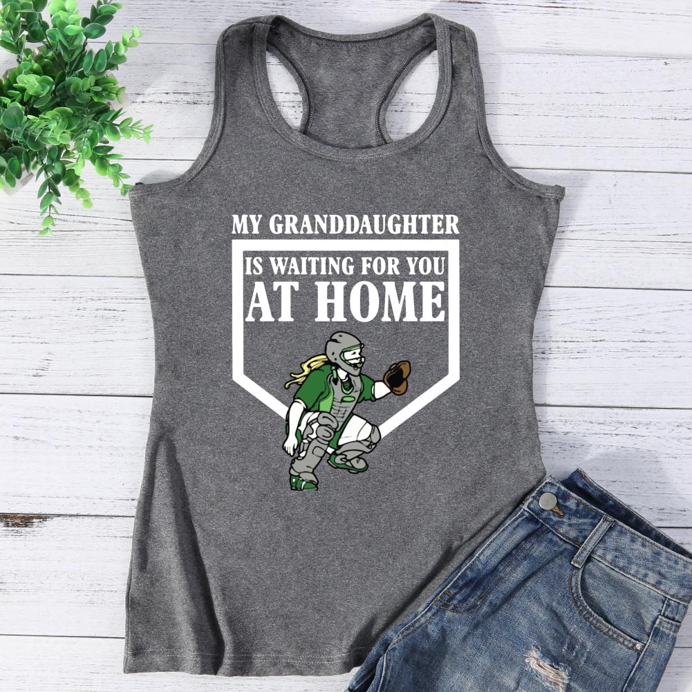 My Granddaughter is Waiting for You at Home Baseball Vest Top-Guru-buzz