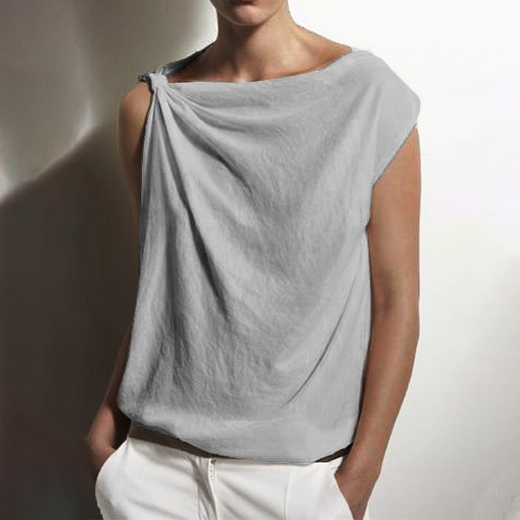 Comstylish Casual Solid Color Simple Irregular T-Shirt