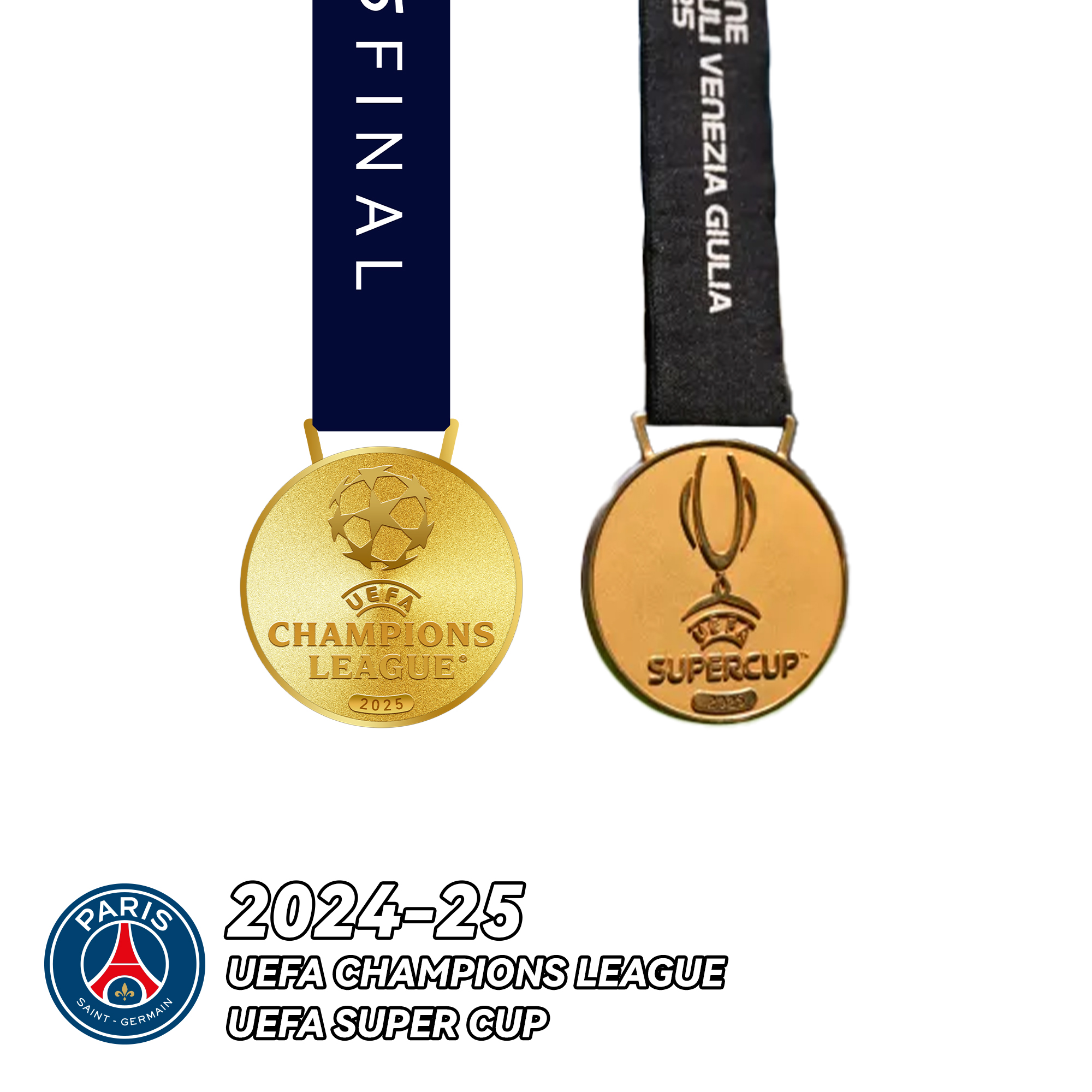 2024-2025 PSG UEFA Champions League & Super Cup Medals