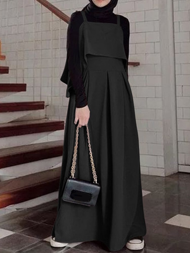 Casual Solid Color A-Line Loose Sleeveless Maxi Dress